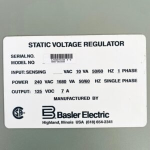 Basler Electric SR8A-2B15B3A | Static Voltage Regulator