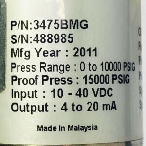 Algosys 3475BMG (Press Range : 0 to 10000 PSIG) | Pressure Transmitter