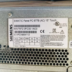 Siemens 6AV7872-0FC30-1AC0 | Simatic Panel PC 677B 15″ Touch