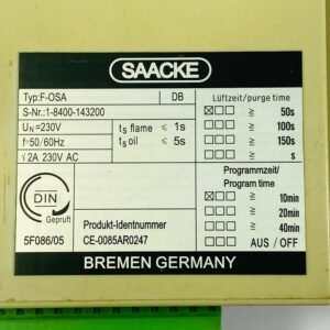 Saacke F-OSA | Burner Program Controller