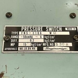 Saginomiya FNS-C106WQ (Range : -50cmHg – 6kgf/cm2) | Pressure Switch