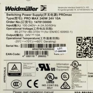 Weidmuller PRO MAX 240W 24V 10A (1478130000) | Switching Power Supply