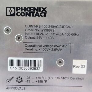 Phoenix Contact QUINT-PS/100-240AC/24DC/40 (2938879) | Power Supply