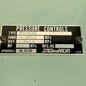 Saginomiya SPS-H206W (Range : -0.06 – 0.6 MPA) | Pressure Controls