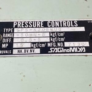 Saginomiya SPS-K206WUQ (Range : -50CmHg-6 Kgf/Cm2) | Pressure Controls